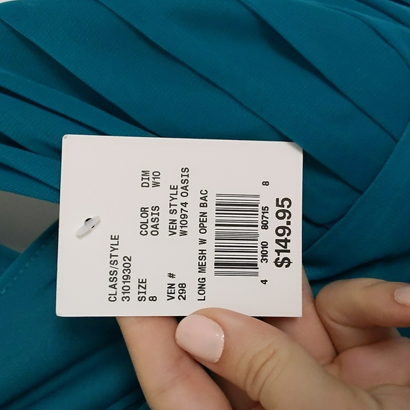 NWT David's Bridal Mesh Long Bridesmaid Dress, Crisscross Back - Picture 6 of 13